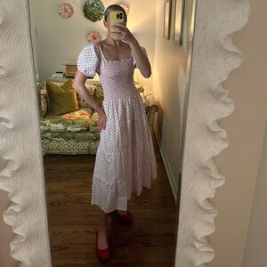 Maxwell & Geraldine Red & White Dot Midi Dress